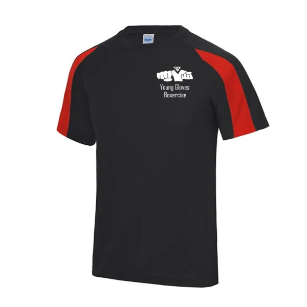 Young Gloves Boxercise Contrast T-Shirt Black/Red Thumbnail