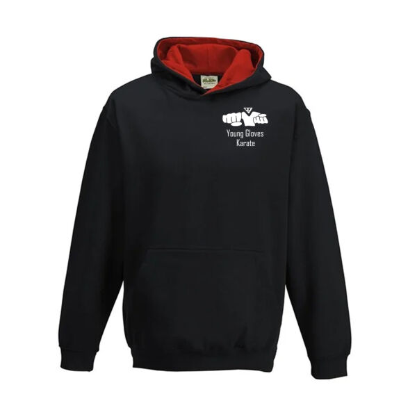 Young Gloves Karate Contrast Hoodie Black/Red Thumbnail