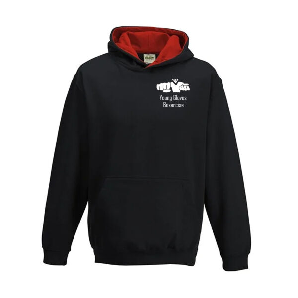 Young Gloves Boxercise Contrast Hoodie Black/Red Thumbnail